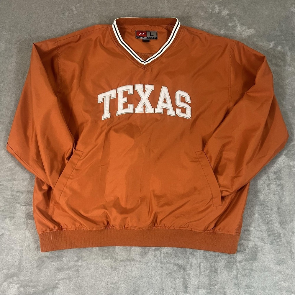 Texas Longhorns Pullover Jacket Mens Large Orange NCAA Football Pro Player